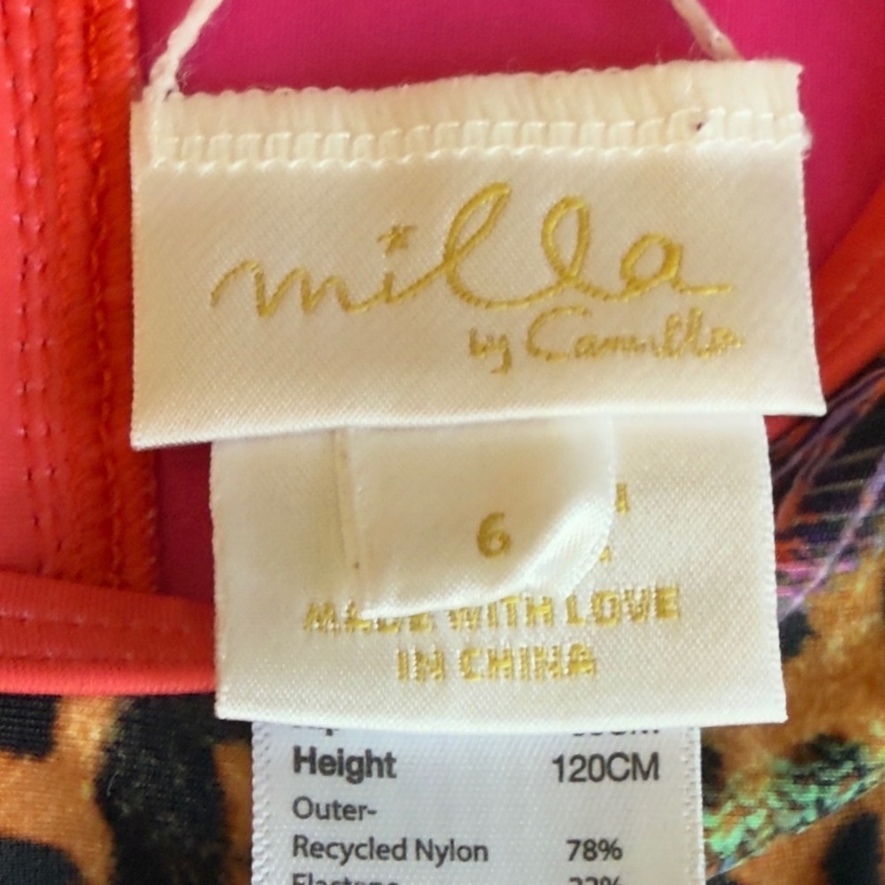 Camilla Kids Mila Multicolor Leopard Print Long Sleeve One Piece Swimsuit Size 6 - Picture 5 of 9